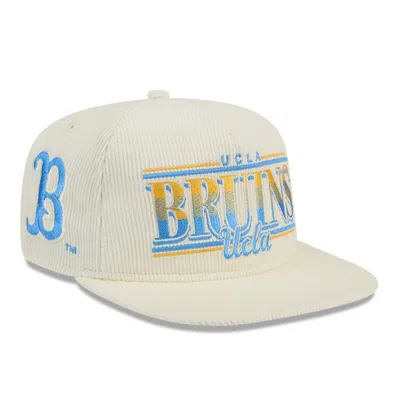 New Era White Ucla Bruins Throwback Golfer Corduroy Snapback Hat In Cream
