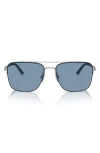 Oliver Peoples Roger Federer 56mm Semirimless Pilot Sunglasses In Blue/blue Solid