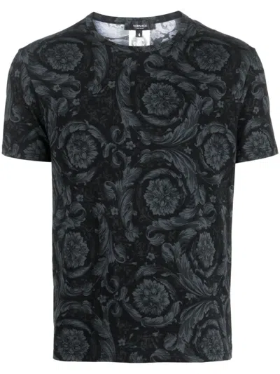 Versace T-shirts And Polos In Black/grey
