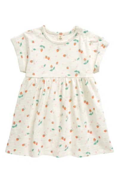 Tucker + Tate Babies' Print Roll Cuff Cotton Dress In Ivory Egret Strawberry Flower
