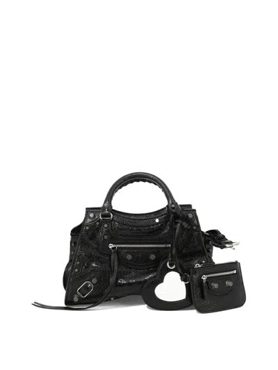 Balenciaga Neo Cagole Xs Leather Handbag In Black
