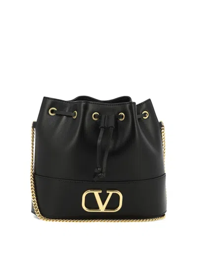 Valentino Garavani V-logo Leather Bucket Bag In Black