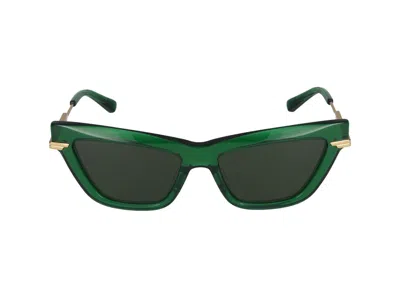 Bottega Veneta Sunglasses In Green Gold Green