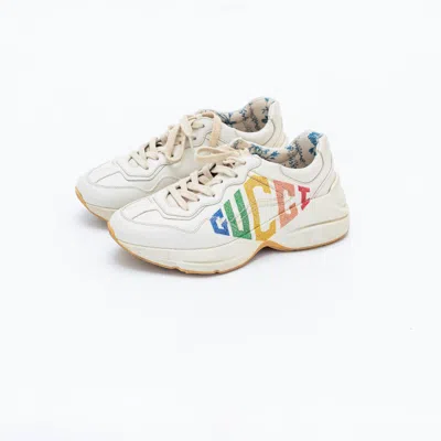 Pre-owned Gucci Rhyton Glitter Logo Lace-up Sneakers, 36.5