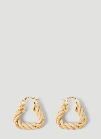 Bottega Veneta Twist Triangle Hoop Earrings Female Beige In Cream