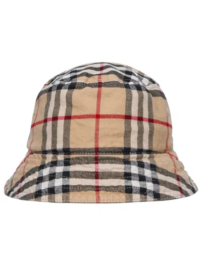 Burberry Check Hat In Cream