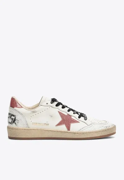 Golden Goose Db Ball Star Low-top Trainers With Glittered Star In White