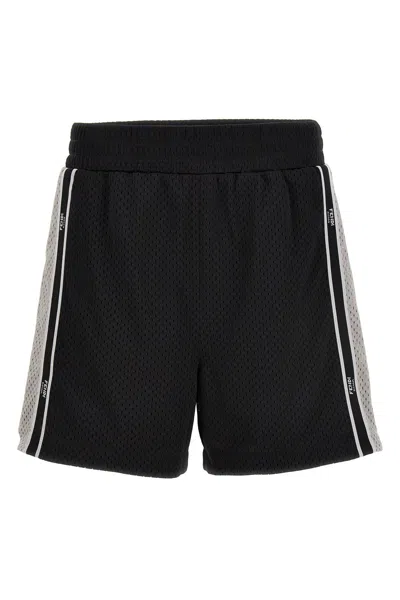 Fendi Mesh Bermuda Shorts In Black,grey