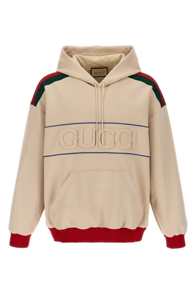 Gucci Men Logo Hoodie In Cream