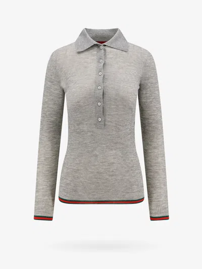 Gucci Woman Polo Shirt Woman Grey Polo Shirts In Gray