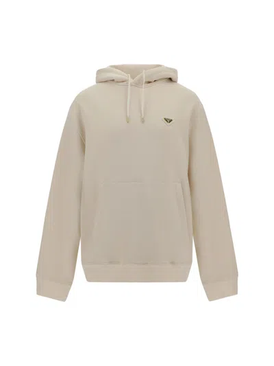 Prada Men Hoodie In Cream