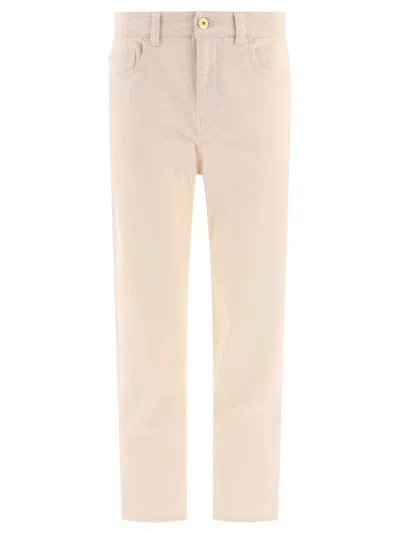 Brunello Cucinelli Baggy Jeans With Shiny Tab In White