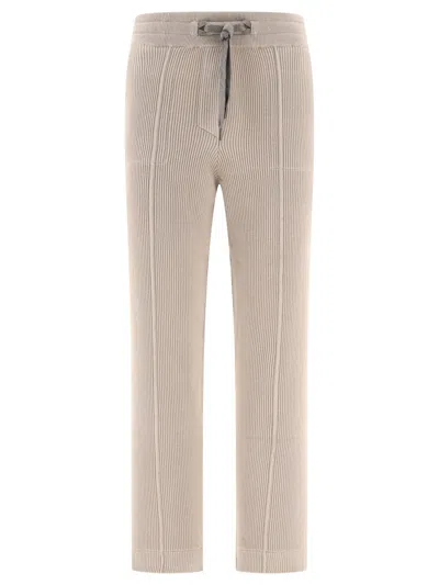 Brunello Cucinelli Trousers With Shiny Eyelets In Tan