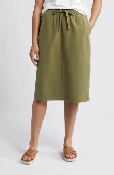 Caslon Stretch Organic Cotton Skirt In Olive Burnt