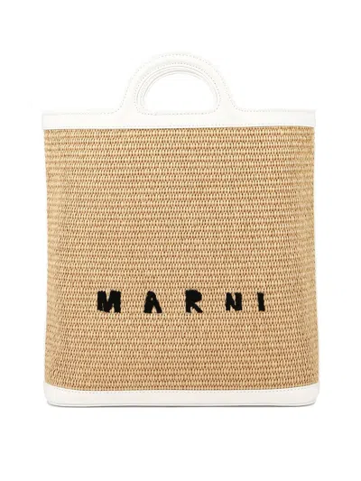 Marni Raffia-effect Handbag In White