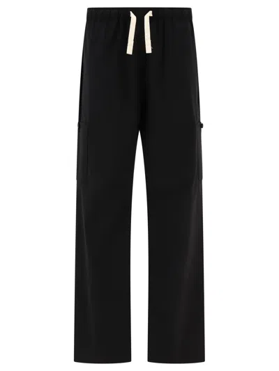 Palm Angels Men's Black Monogram Trousers For Ss24