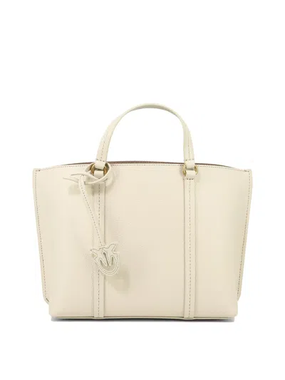 Pinko Carrie Leather Shopping Bag In White