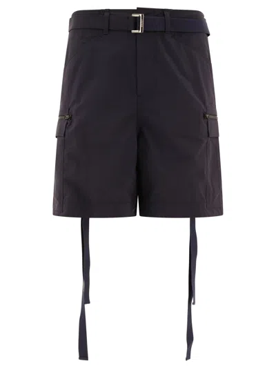 Sacai Utility Belted Shorts In Blue