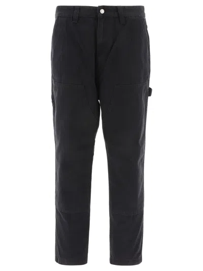 Stussy Cotton Trouser With Back Logo Patch In Black