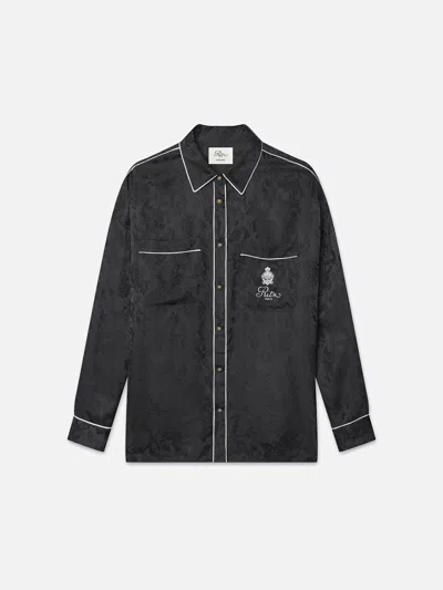 Frame X Ritz Silk Pajama Shirt In Black