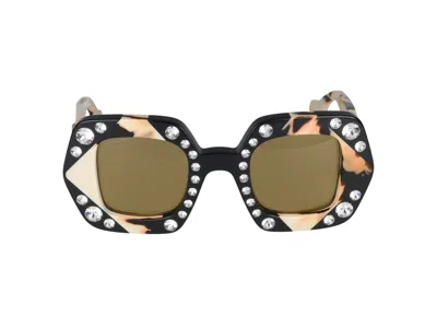 Gucci Sunglasses In Black Ivory Yellow