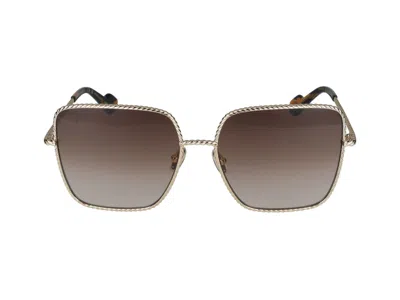 Lanvin Square Frame Sunglasses In Gold/gradient Brown