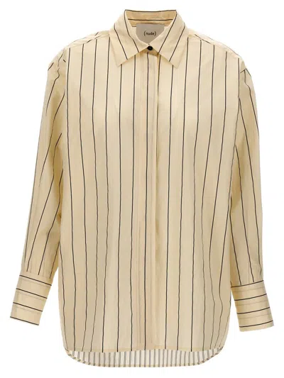 Nude Striped Shirt In White/black