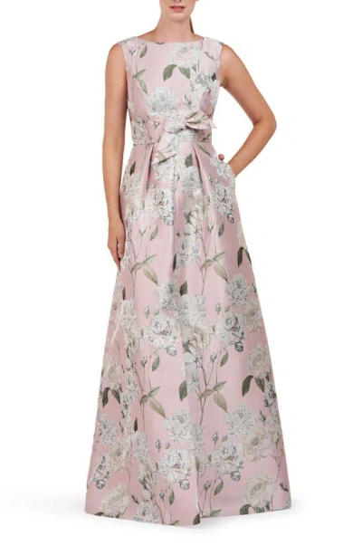 Kay Unger Women's Lilianna Floral Jacquard Knotted Gown In Pink Pearl