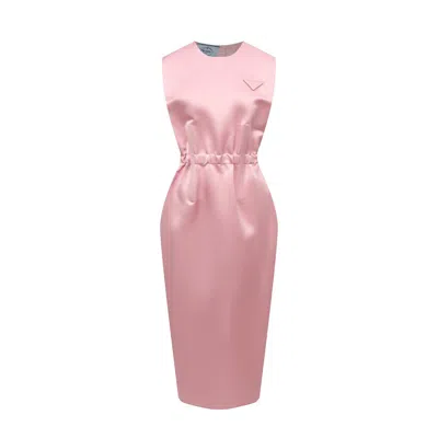 Prada Silk Midi Dress In Pink