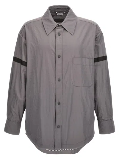 Thom Browne Snap Front Overshirt In Grey