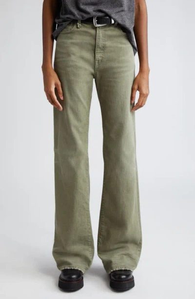 R13 Women's Jane High-rise Flared Jeans In Olive Green Stretch