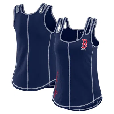 Wear By Erin Andrews Navy Boston Red Sox Contrast Stitch Tank Top