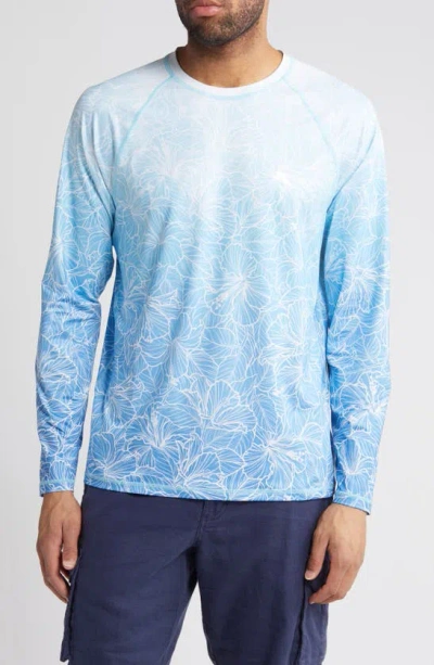 Tommy Bahama High Tide Hibiscus Long Sleeve Performance T-shirt In Campanula