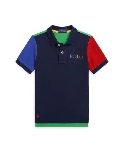 Polo Ralph Lauren Kids' Toddler And Little Boys Color-blocked Ombre-logo Mesh Polo Shirt In Cruise Navy Multi