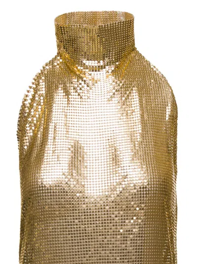 Twentyfourhaitch Gold Metallic Mini Dress In Techno Fabric Woman In Grey