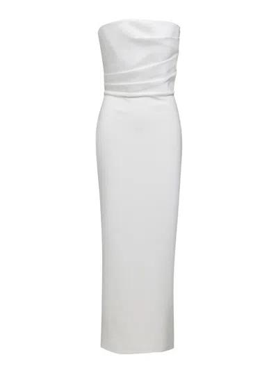 Solace London Afra Crepe Knit Strapless Maxi Dress In White