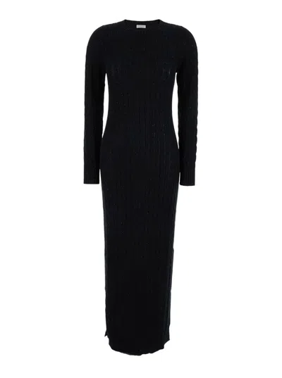 Brunello Cucinelli Sequin-embellished Cable-knit Dress In Black