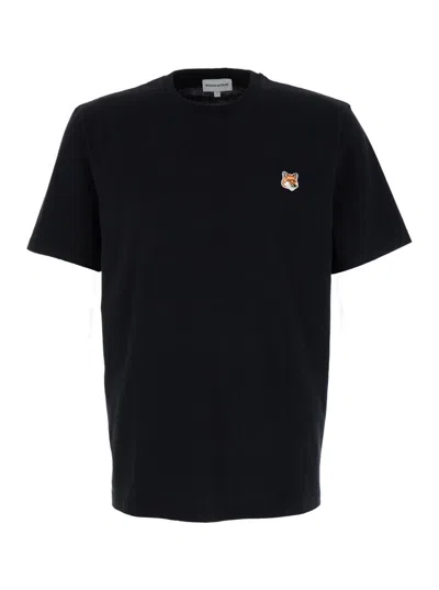 Maison Kitsuné Fox Head Patch Regular Tee Shirt In Black