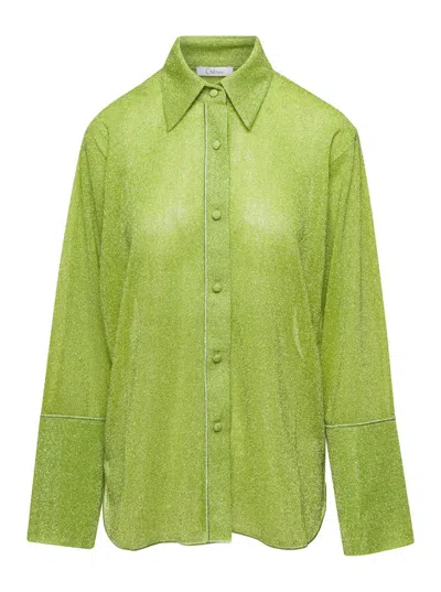 Oseree Green Lumière Shirt With Glitter In Polyamide Woman