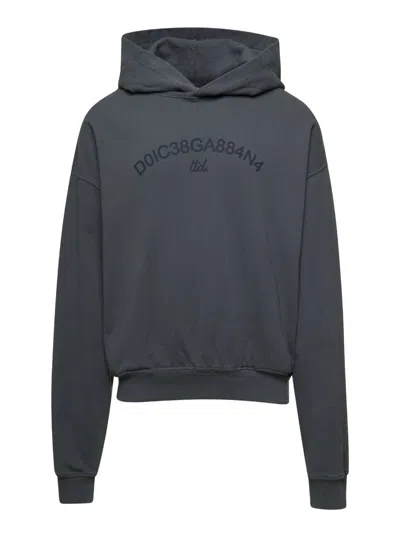 Dolce & Gabbana Look 55 Felpa Cropped Garzata In Grey