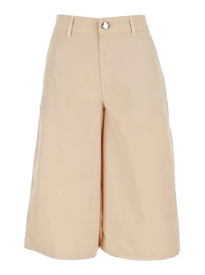 Pinko Beige Bermuda Shorts In Cotton Woman In Pink