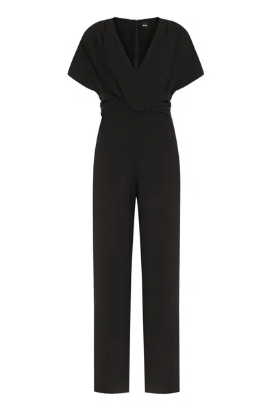 Hugo Boss Debasa Crossover Waist Jumpsuit In Black