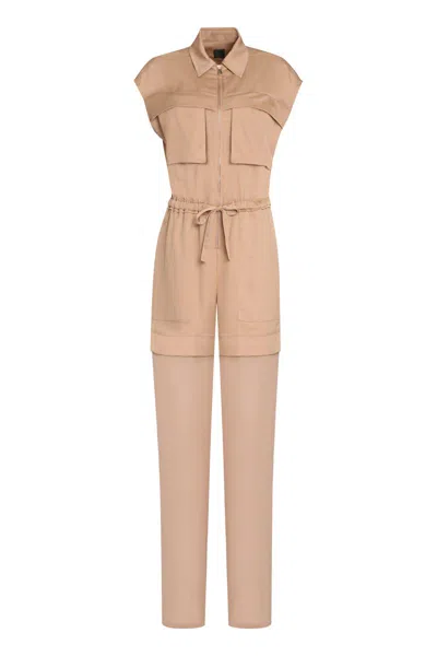 Pinko Utility Crepe Jumpsuit In Camel