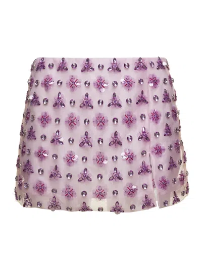 Des Phemmes Geometric Mini Skirt In Violet