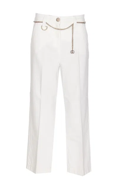 Liu •jo Straight Cropped Trousers In White