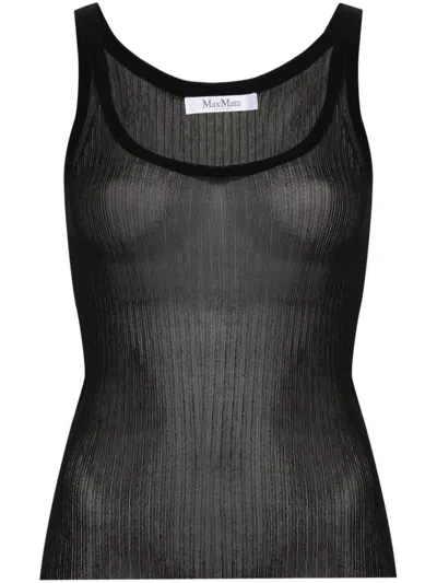 Max Mara Silk Tank Top In Black