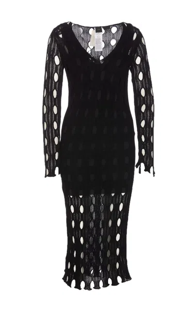 Pinko Cut-out Embellished Knee Length Dress In Black