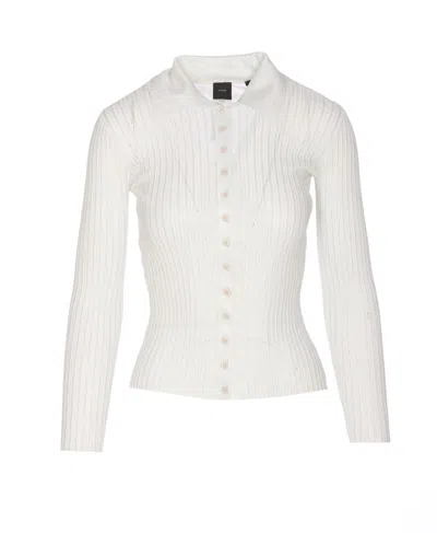 Pinko Lurex Buttoned Sweater In White