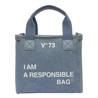 V73 Logo-print Denim Tote Bag In Black