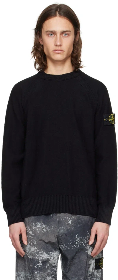 Stone Island Ribbed-knit Cotton Jumper In Black